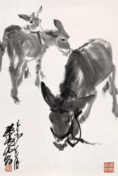 黄胄 1979年作 三驴图 镜心